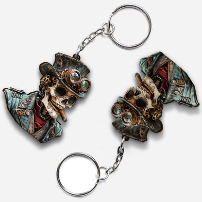 Steampunk Skull - Personalized Skull Keychain