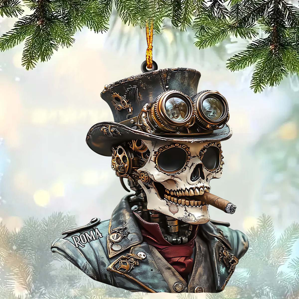 Steampunk Skull - Personalized Skull Ornament
