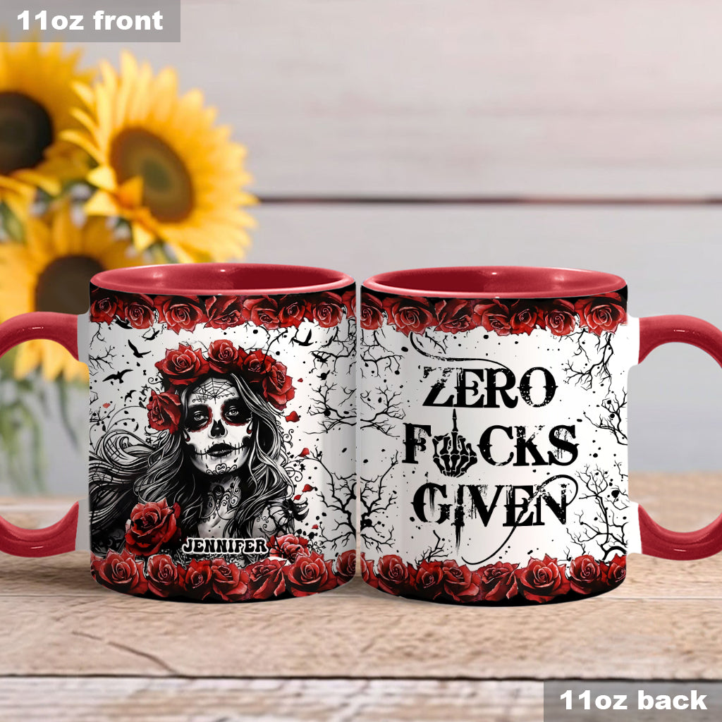 Skull And Red Roses - Personalized Skull Accent Mug