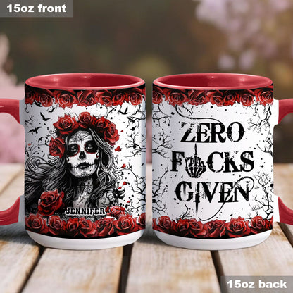 Skull And Red Roses - Personalized Skull Accent Mug