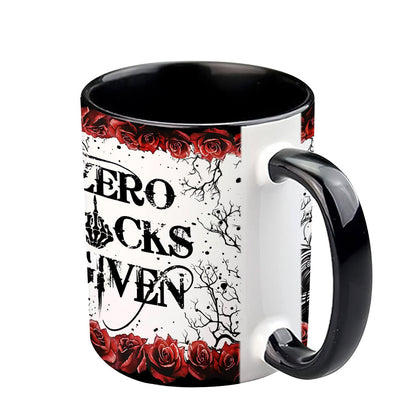 Skull And Red Roses - Personalized Skull Accent Mug
