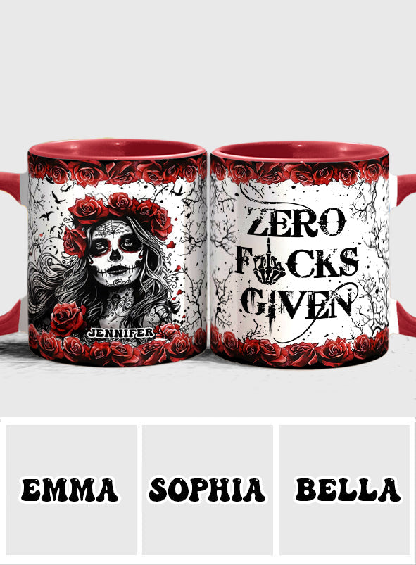Skull And Red Roses - Personalized Skull Accent Mug