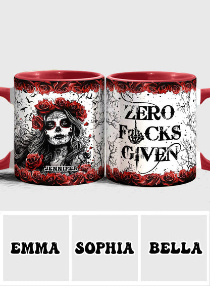 Skull And Red Roses - Personalized Skull Accent Mug