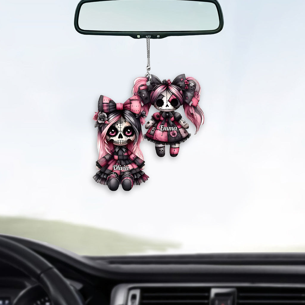 Sister Sister - Personalized Skull Car Ornament