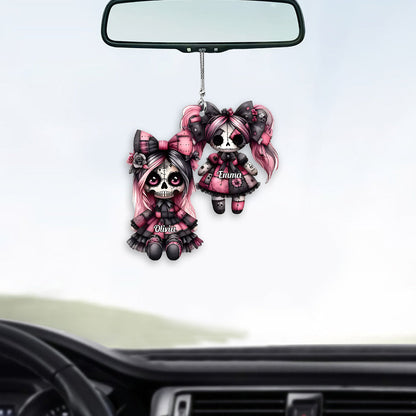 Sister Sister - Personalized Skull Car Ornament