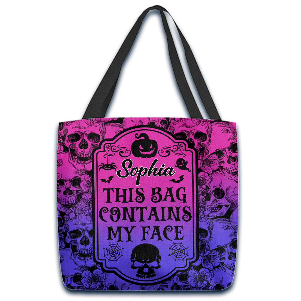 This Bag Contains My Face - Personalized Skull Tote Bag