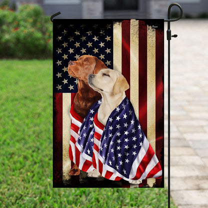 Yellow And Red Fox Labrador Retriever Flag FLAGWIX  ™ American Patriot Flag Wrapped in Glory
