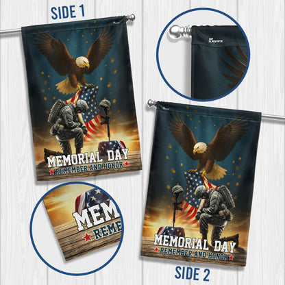 Memorial Day Eagle Kneeling Soldier Remember and Honor Flag MLN5543DTD