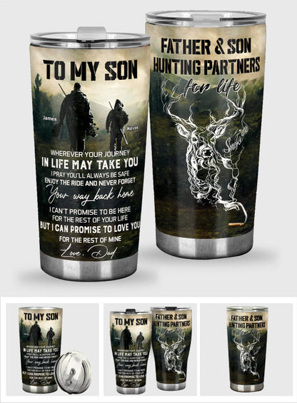 Father And Son Hunting Partners For Life - Personalized Hunting Tumbler