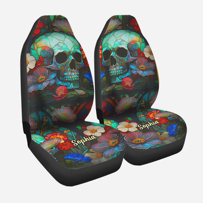 Floral Skull - Personalized Skull Seat Covers