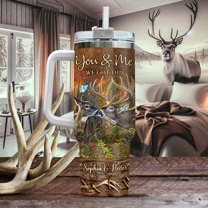 Hunting Couple It's You & Me - Personalized Hunting Tumbler With Handle