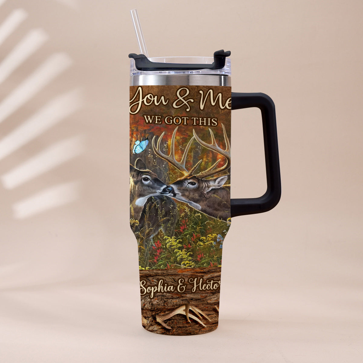 Hunting Couple It's You & Me - Personalized Hunting Tumbler With Handle