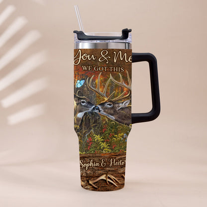 Hunting Couple It's You & Me - Personalized Hunting Tumbler With Handle