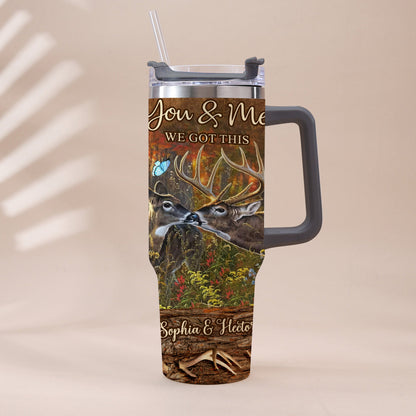 Hunting Couple It's You & Me - Personalized Hunting Tumbler With Handle