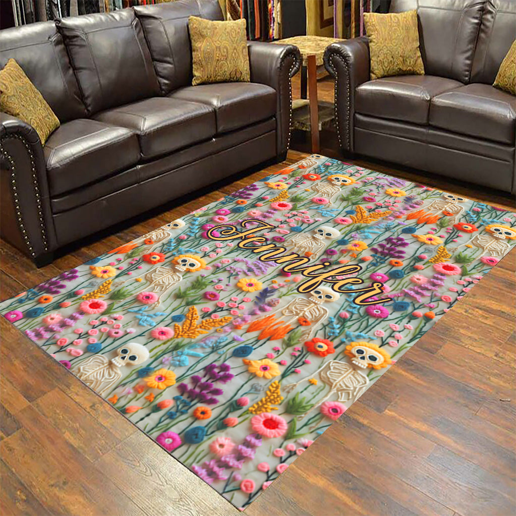Floral Skeleton - Personalized Skull Rug