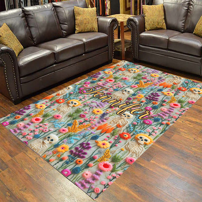 Floral Skeleton - Personalized Skull Rug