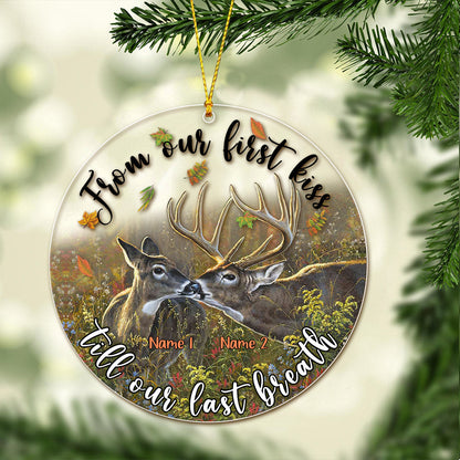 From Our First Kiss Till Our Last Breath - Personalized Christmas Hunting Transparent Ornament