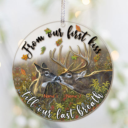 From Our First Kiss Till Our Last Breath - Personalized Christmas Hunting Transparent Ornament