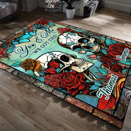 Skull Couple - Skull gift for husband, wife, boyfriend, girlfriend - Personalized Rug