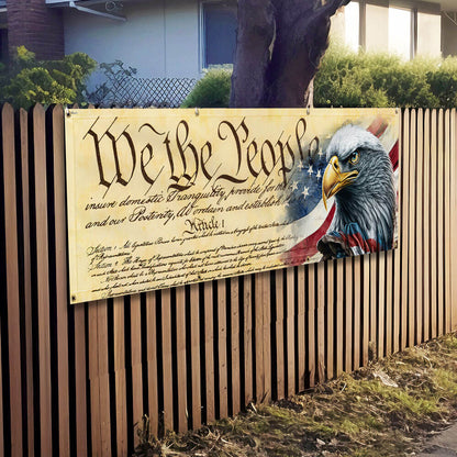 We The People. Patriotic American Eagle Fence Banner TPT780FB