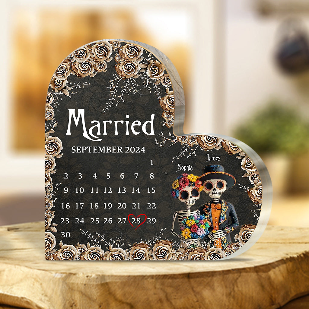 Lovers - Personalized Skull Custom Shaped Acrylic Plaque