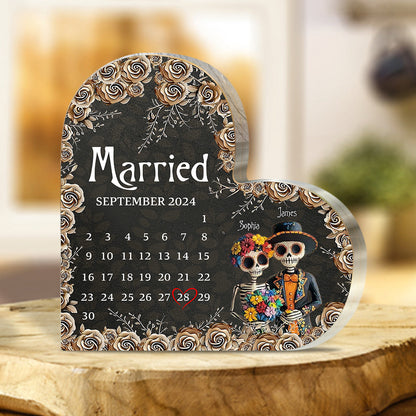 Lovers - Personalized Skull Custom Shaped Acrylic Plaque