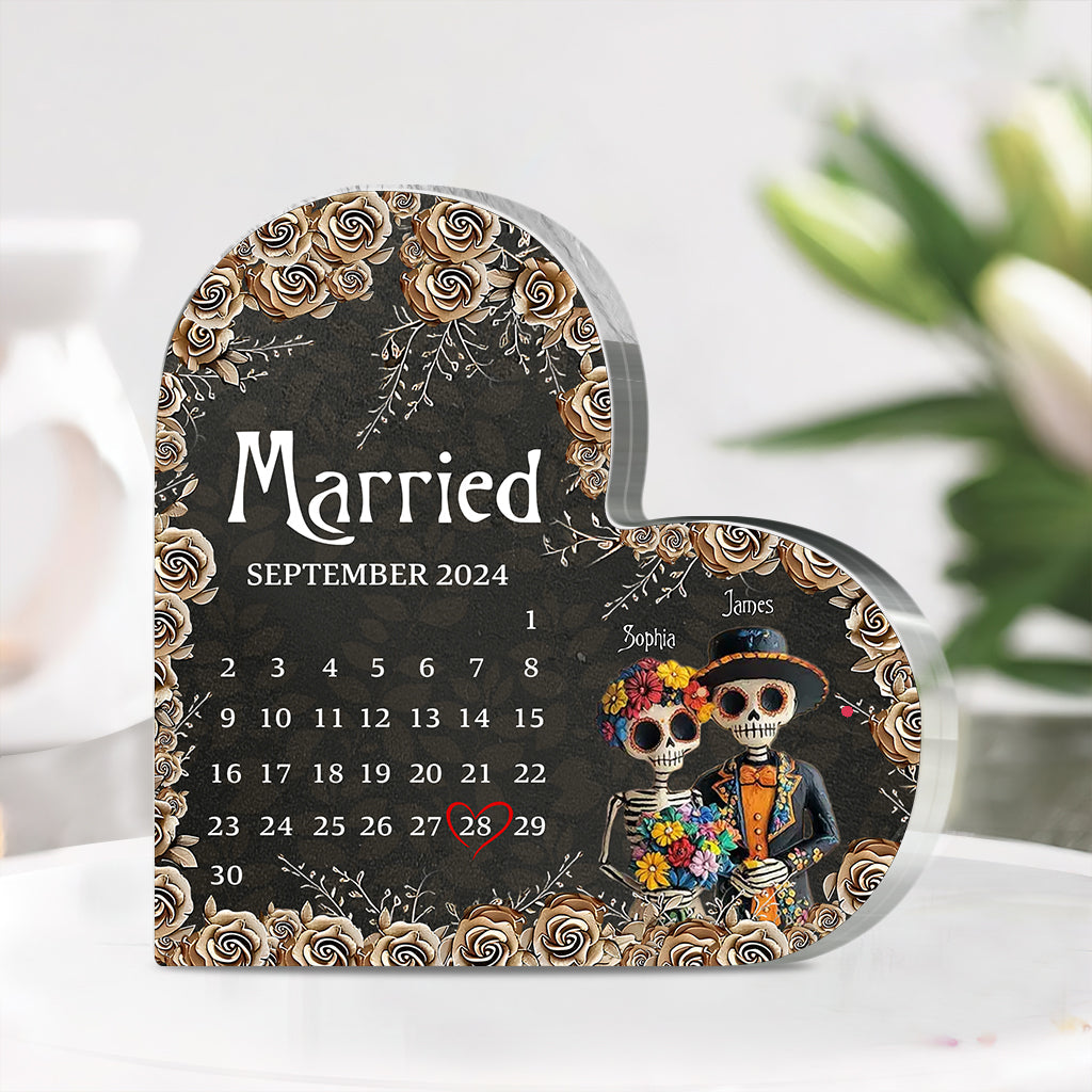 Lovers - Personalized Skull Custom Shaped Acrylic Plaque