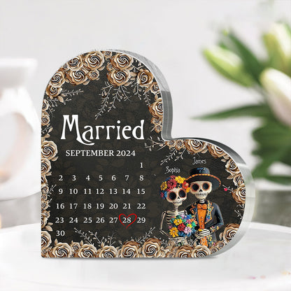Lovers - Personalized Skull Custom Shaped Acrylic Plaque