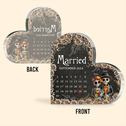 Lovers - Personalized Skull Custom Shaped Acrylic Plaque