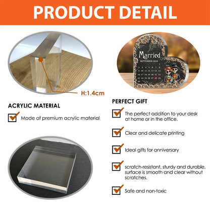 Lovers - Personalized Skull Custom Shaped Acrylic Plaque