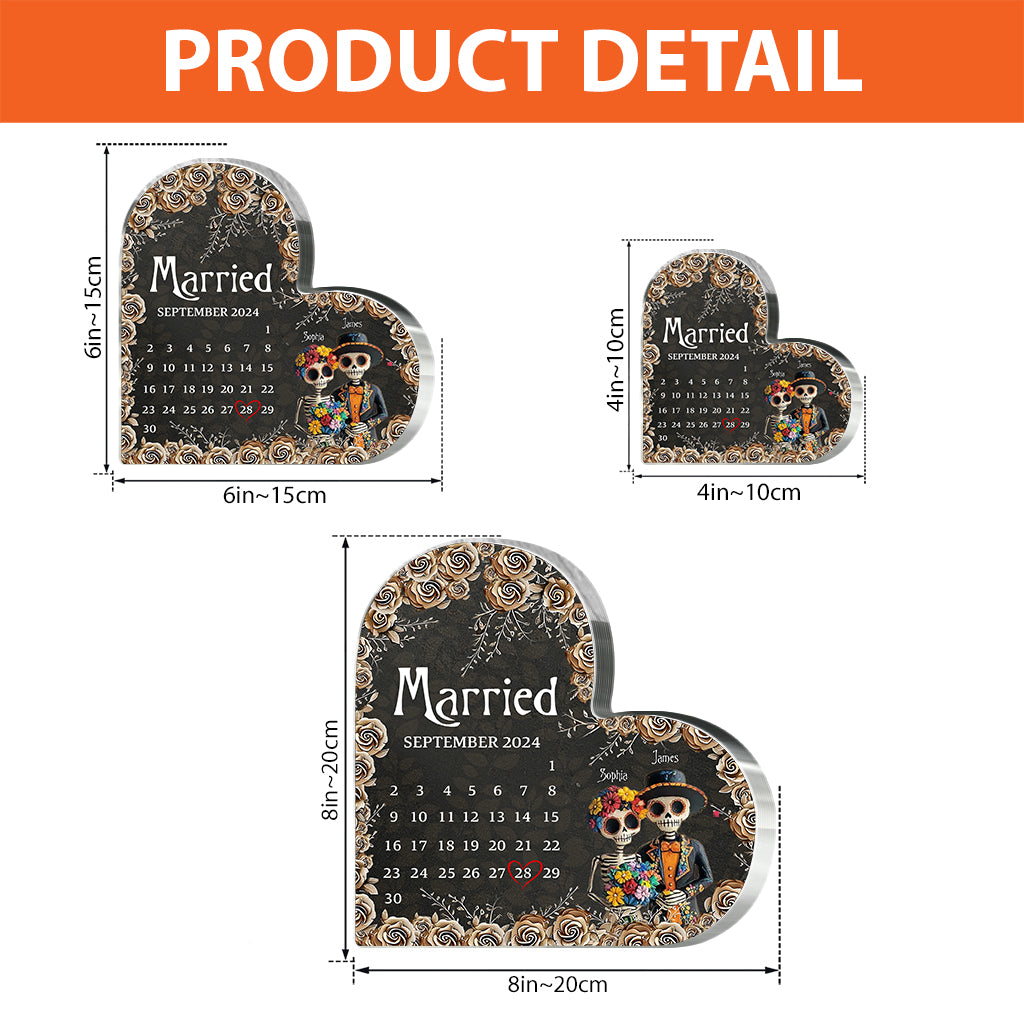 Lovers - Personalized Skull Custom Shaped Acrylic Plaque