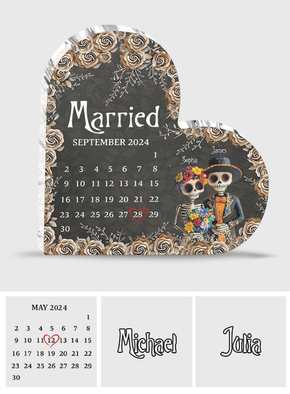 Lovers - Personalized Skull Custom Shaped Acrylic Plaque