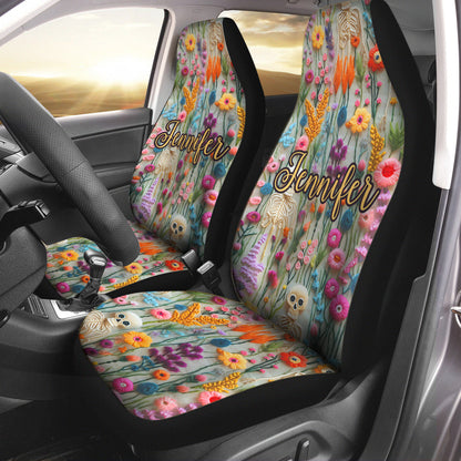 Floral Skeleton - Personalized Skull Seat Covers
