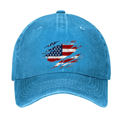 Distressed American Flag Print Cap