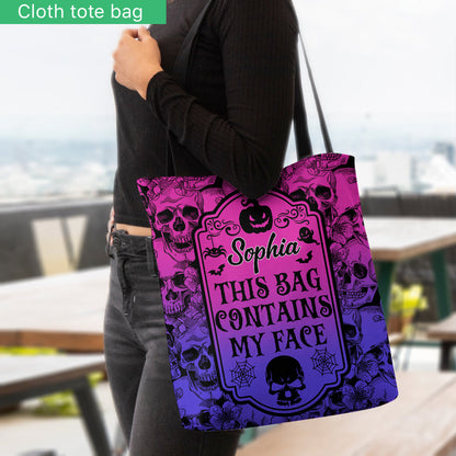 This Bag Contains My Face - Personalized Skull Tote Bag