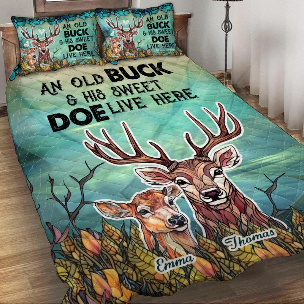 Live Here - Personalized Hunting Quilt Set