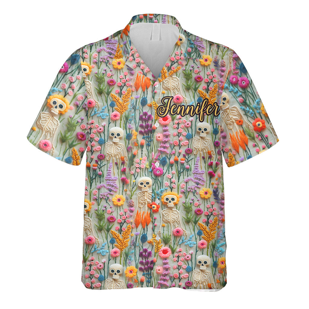 Floral Skeleton - Personalized Skull Hawaiian Shirt