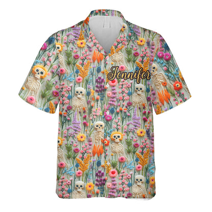 Floral Skeleton - Personalized Skull Hawaiian Shirt