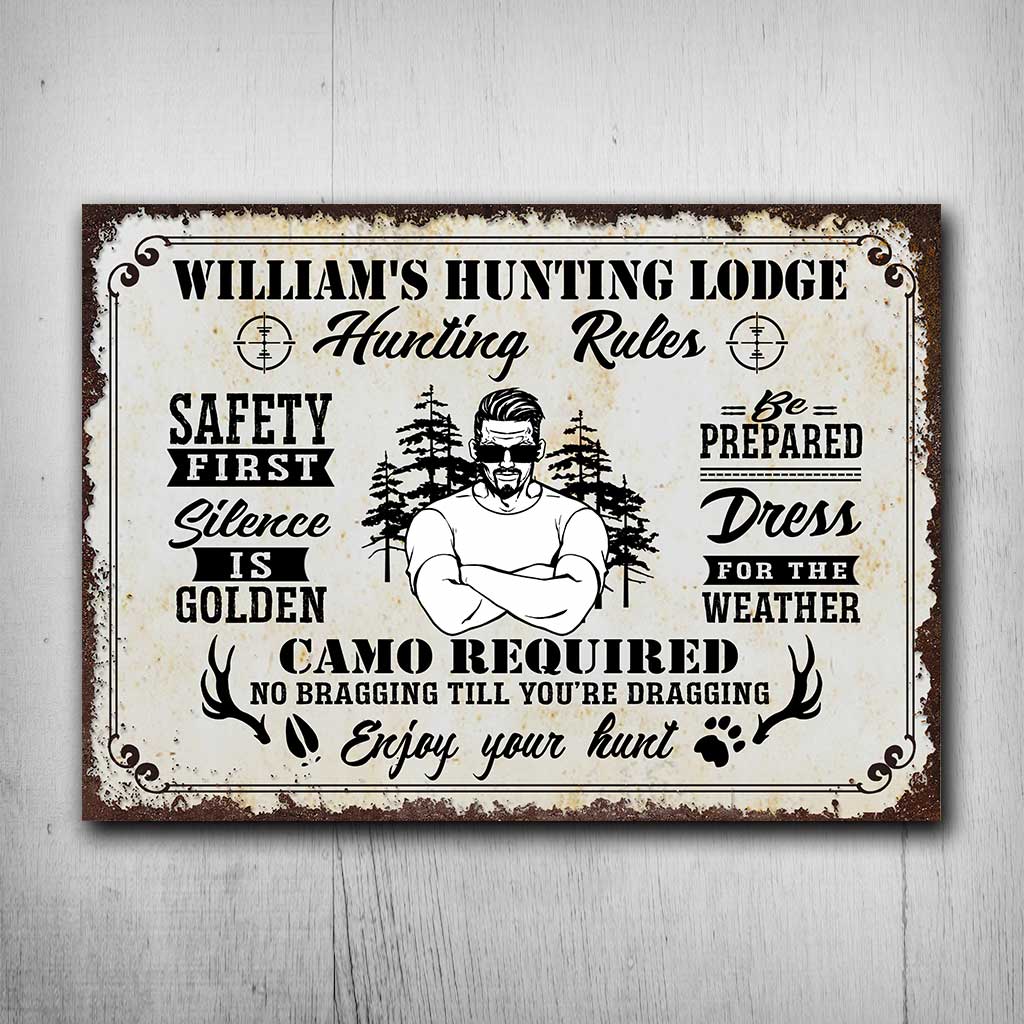 Hunting Rules - Personalized Hunting Rectangle Metal Sign
