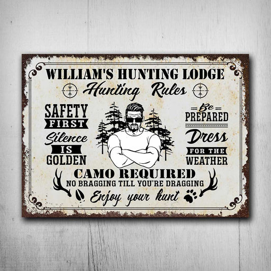 Hunting Rules - Personalized Hunting Rectangle Metal Sign