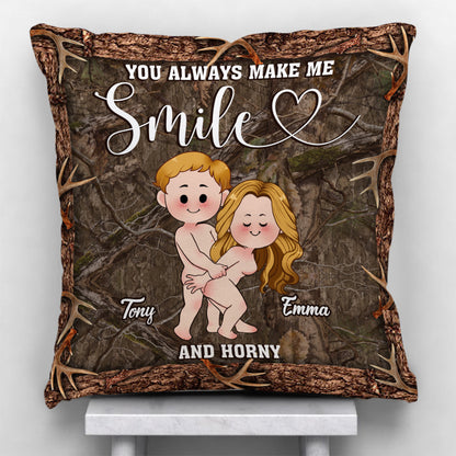You Make Me Smile - Personalized Hunting Throw Pillow