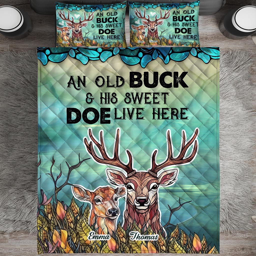 Live Here - Personalized Hunting Quilt Set