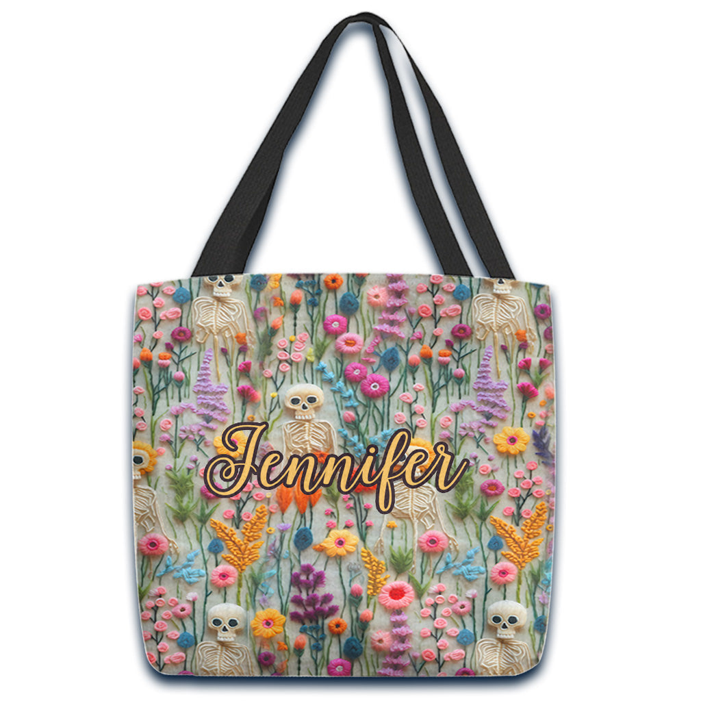 Floral Skeleton - Personalized Skull Tote Bag