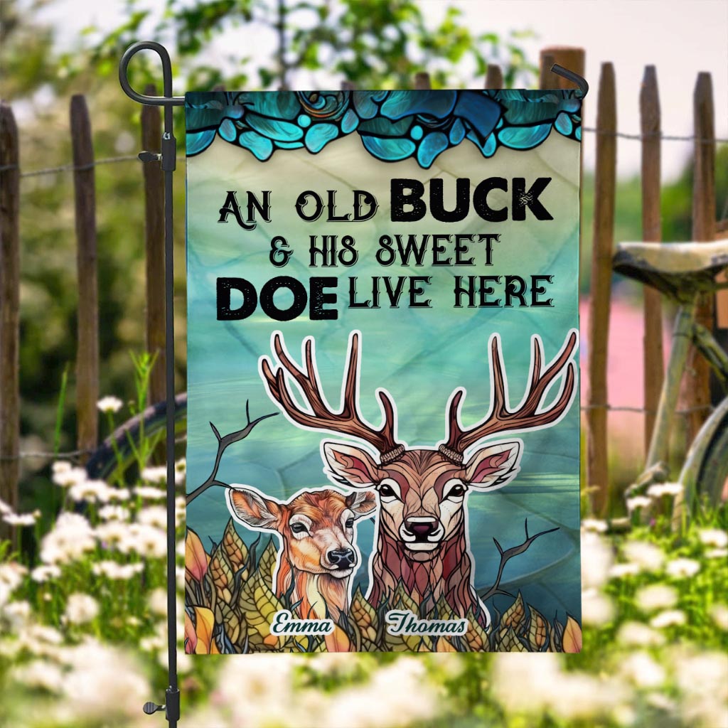 Live Here - Personalized Hunting Garden Flag