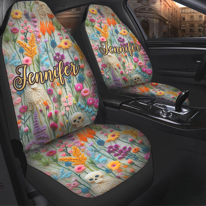 Floral Skeleton - Personalized Skull Seat Covers