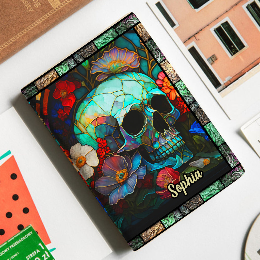 Floral Skull - Personalized Skull Passport Holder