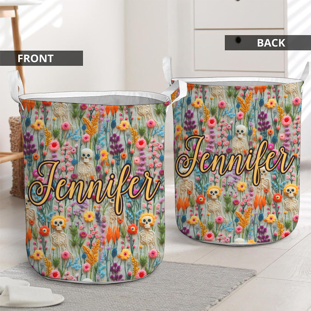 Floral Skeleton - Personalized Skull Storage Basket