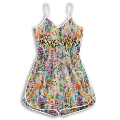 Floral Skeleton - Personalized Skull Romper