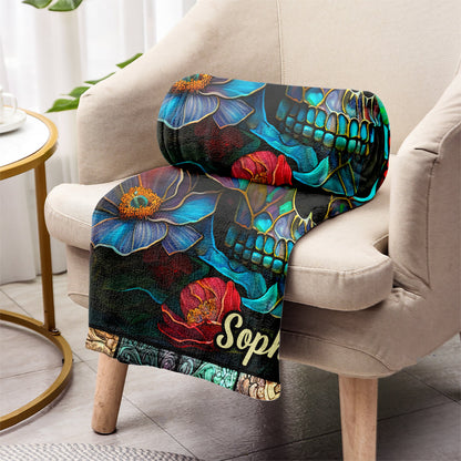Floral Skull - Personalized Skull Blanket