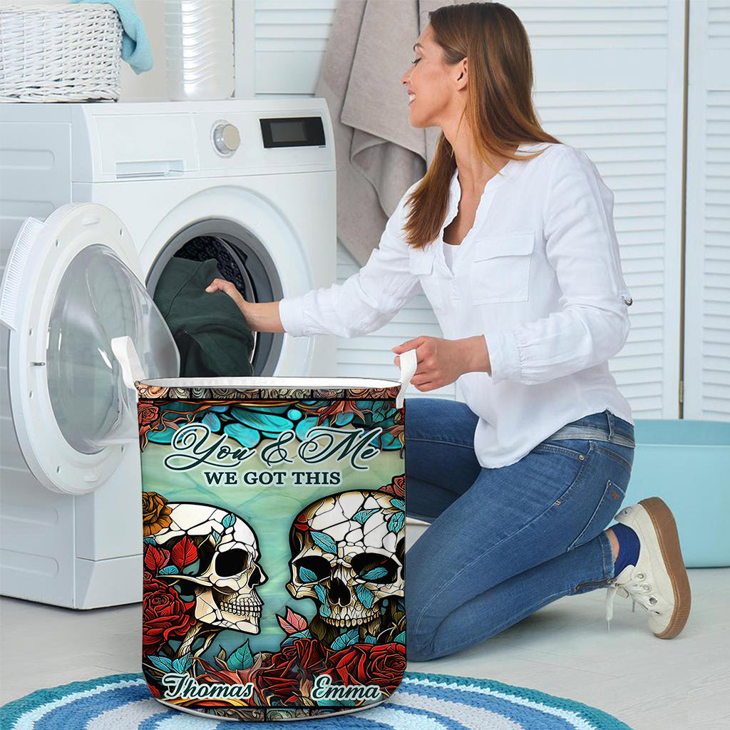 Skull Couple - Skull gift for husband, wife, boyfriend, girlfriend - Personalized Storage Basket
